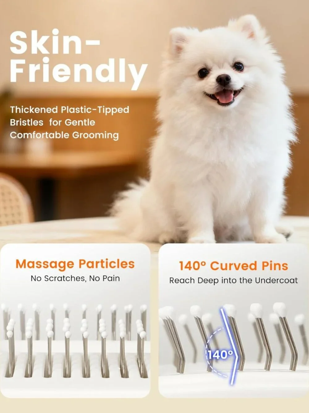 Vacuum Dog Brush for Shedding, 4-in-1